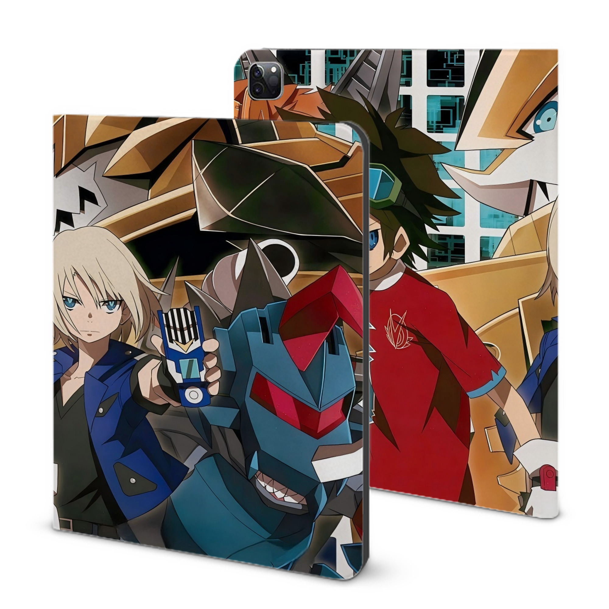 （画像用） Digimon デジタルモンスター/デジモン IPad ケース ブック型 PUレザー TPU 耐衝撃 軽量 薄型 ペン収納なし 全面保護 IPad 各モデル対応